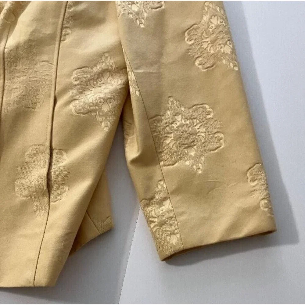 Talbots‎ Womans Floral 14W Chic Yellow Blazer Jacket Classic Toggle Knot